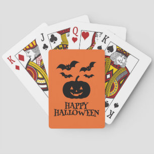 Happy Halloween Pumpkin Bat Minimal Playing Cards