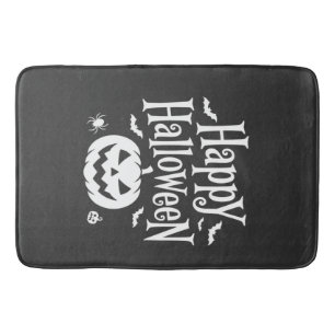 Happy Halloween Pumpkin Bat Spider Design Bath Mat