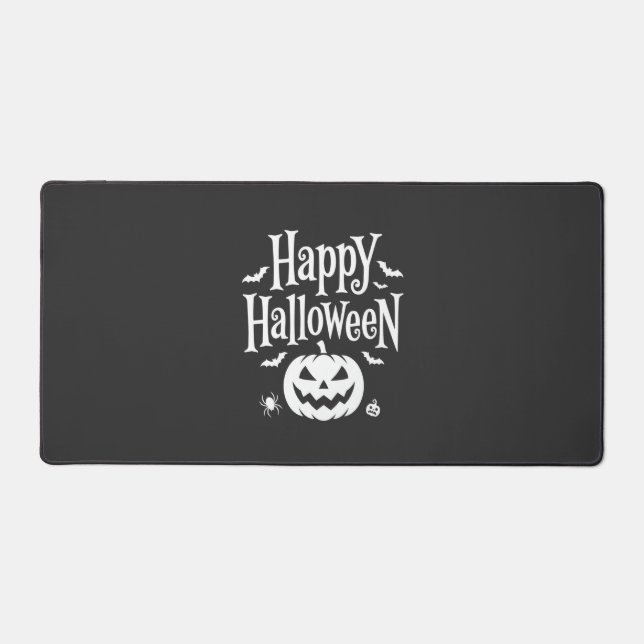 Happy Halloween Pumpkin Bat Spider Design Desk Mat (Front)