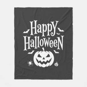 Happy Halloween Pumpkin Bat Spider Design Fleece Blanket