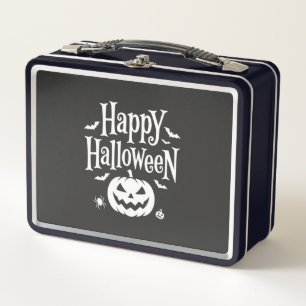 Happy Halloween Pumpkin Bat Spider Design Metal Lunch Box