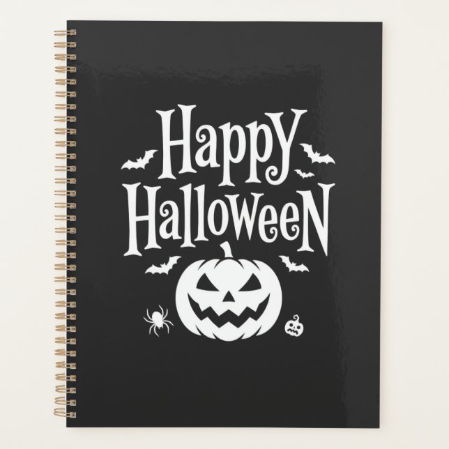 Happy Halloween Pumpkin Bat Spider Design Planner (Front)
