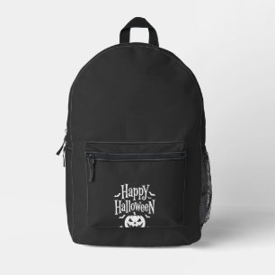 Happy Halloween Pumpkin Bat Spider Design Printed Backpack