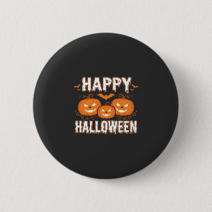 Happy Halloween Pumpkin Bat Vector 6 Cm Round Badge