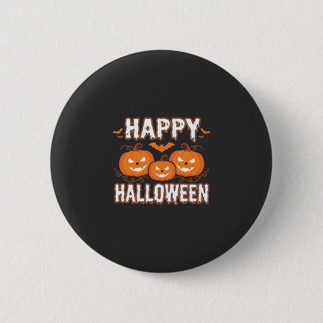 Happy Halloween Pumpkin Bat Vector 6 Cm Round Badge (Front)