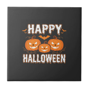 Happy Halloween Pumpkin Bat Vector Ceramic Tile