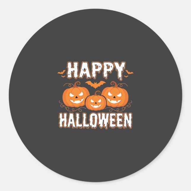 Happy Halloween Pumpkin Bat Vector Classic Round Sticker (Front)