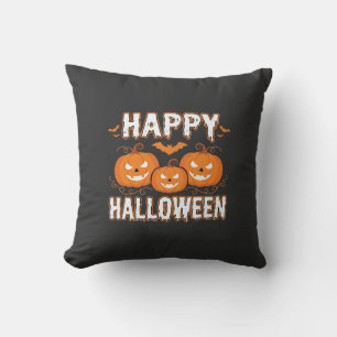 Happy Halloween Pumpkin Bat Vector Cushion