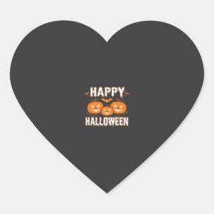 Happy Halloween Pumpkin Bat Vector Heart Sticker