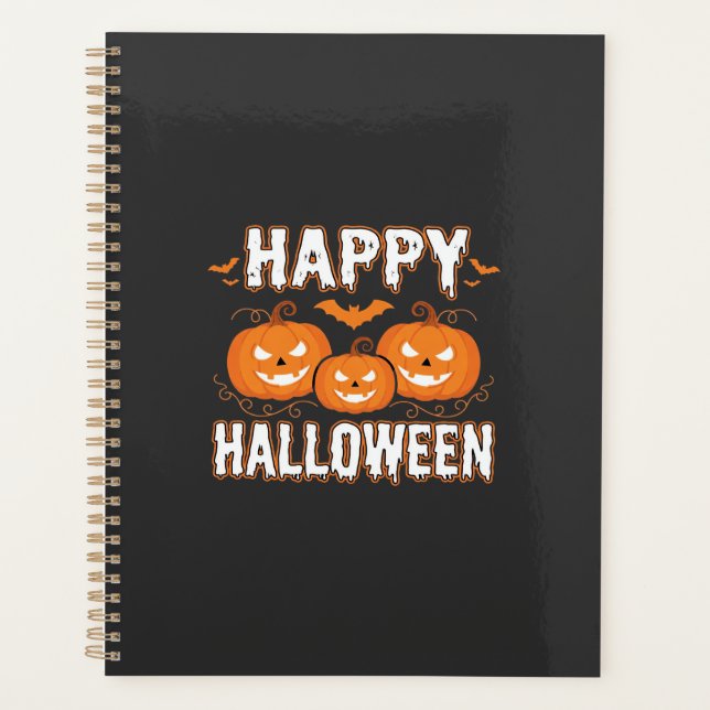 Happy Halloween Pumpkin Bat Vector Planner (Front)