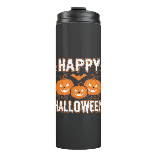 Happy Halloween Pumpkin Bat Vector Thermal Tumbler