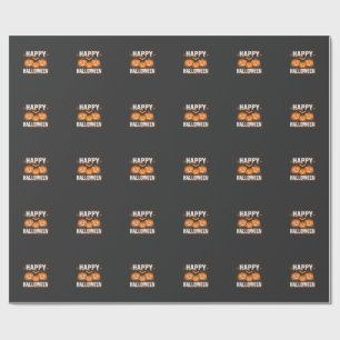 Happy Halloween Pumpkin Bat Vector Wrapping Paper