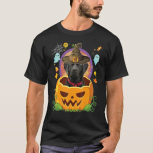 Happy Halloween Pumpkin Black Labrador Dog Witch C T-Shirt