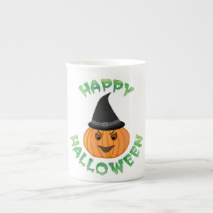 "HAPPY HALLOWEEN" PUMPKIN BONE CHINA MUG