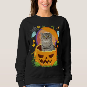Happy Halloween Pumpkin British Shorthair Cat Witc Sweatshirt