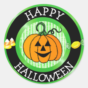 Happy Halloween Pumpkin & Candy Sticker