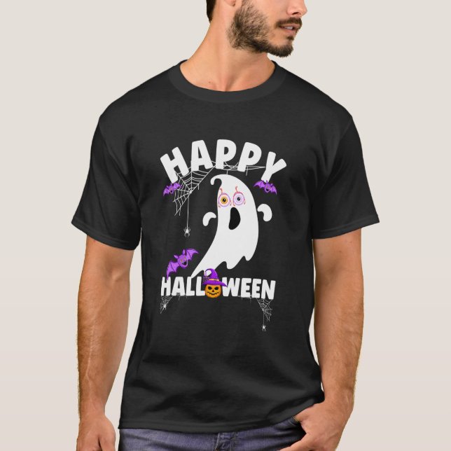 Happy Halloween Pumpkin Carnival Halloween Fan Gho T-Shirt (Front)