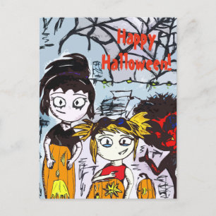 Happy Halloween Pumpkin Carving Postcard