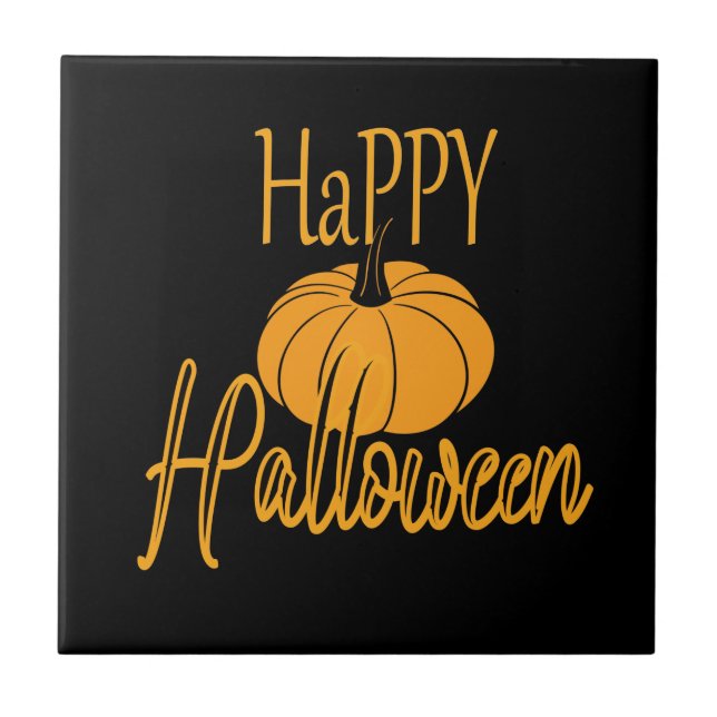 Happy Halloween Pumpkin Ceramic Tile (Front)