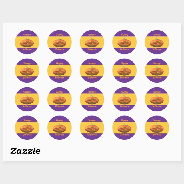 Happy Halloween Pumpkin  Classic Round Sticker (Sheet)