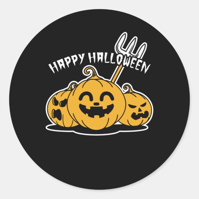 Happy Halloween Pumpkin Classic Round Sticker (Front)