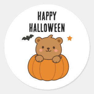 Happy Halloween Pumpkin Cute Bear Stickers