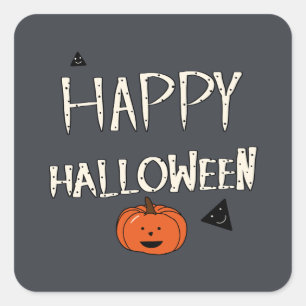 Happy Halloween Pumpkin Design Square Sticker