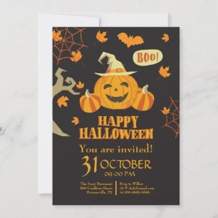 Happy Halloween Pumpkin Eat Drink Be Scary Invitation