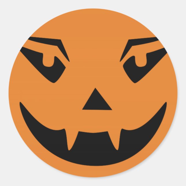 Happy Halloween Pumpkin Face Classic Round Sticker (Front)
