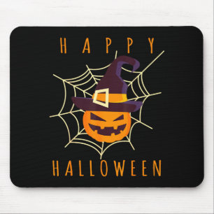 Happy halloween pumpkin face jack o lantern cobweb mouse pad