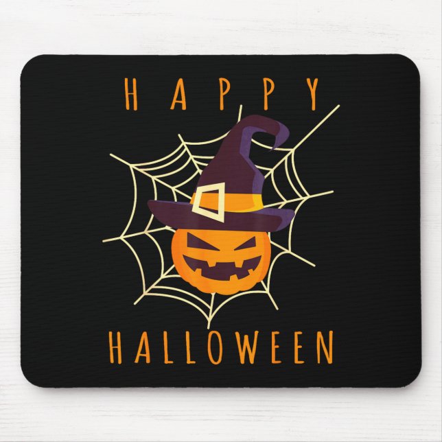 Happy halloween pumpkin face jack o lantern cobweb mouse pad (Front)