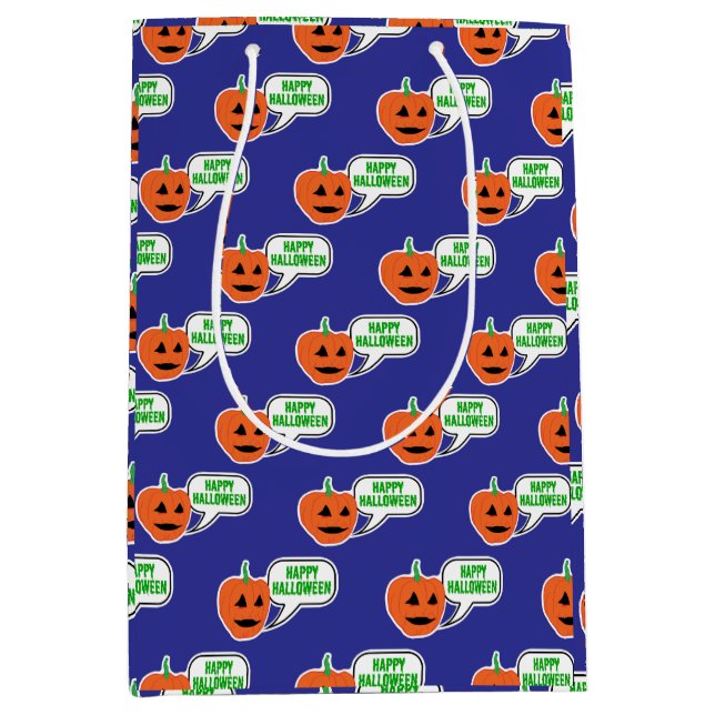 Happy Halloween Pumpkin Face Medium Gift Bag (Front)