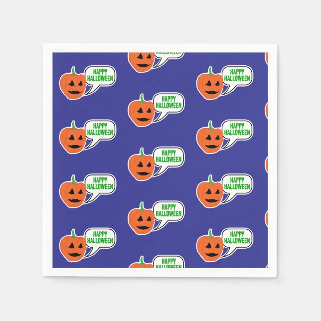 Happy Halloween Pumpkin Face Napkin (Front)