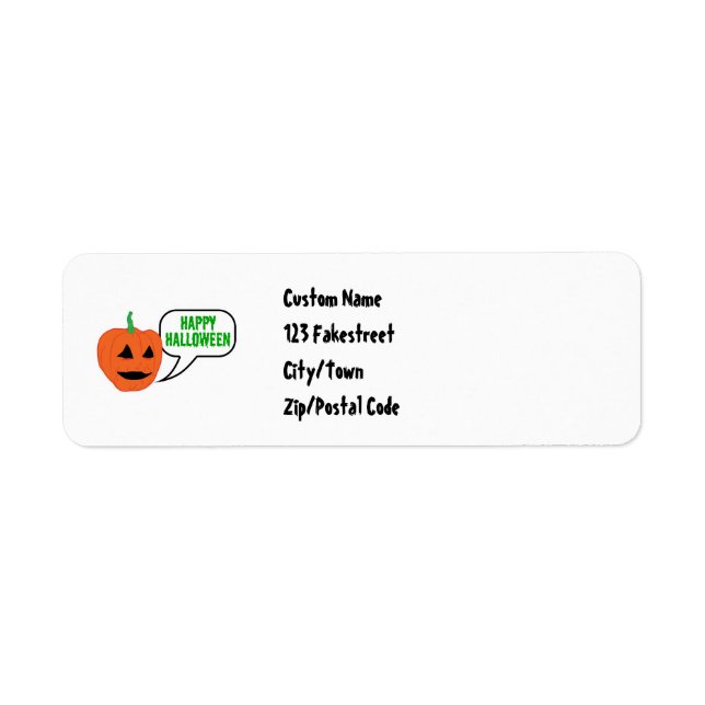 Happy Halloween Pumpkin Face Return Address Label (Front)