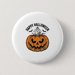 Happy Halloween Pumpkin Face Vintage Vector Design 6 Cm Round Badge