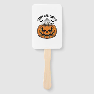 Happy Halloween Pumpkin Face Vintage Vector Design Hand Fan