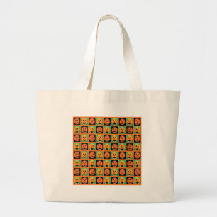 Happy Halloween pumpkin faces Large Tote Bag