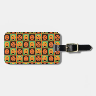 Happy Halloween pumpkin faces Luggage Tag