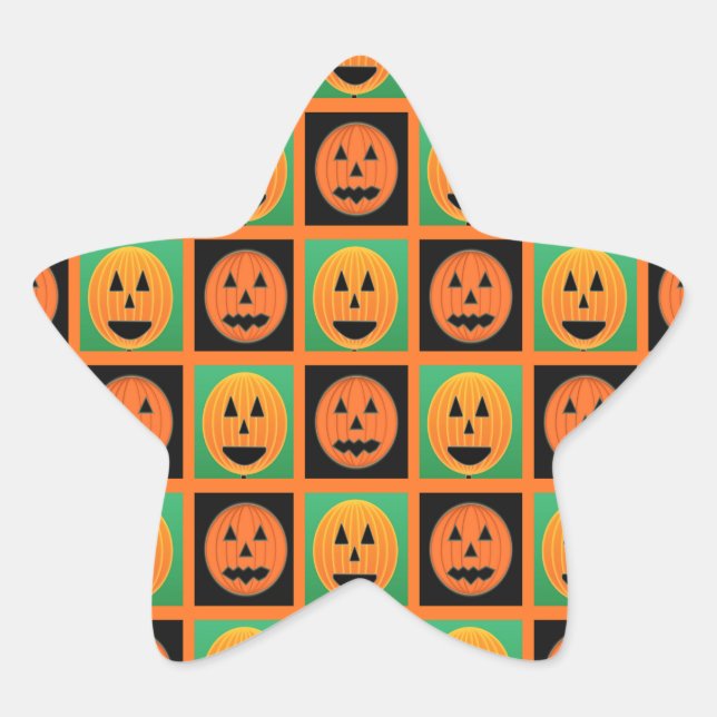 Happy Halloween pumpkin faces Star Sticker (Front)