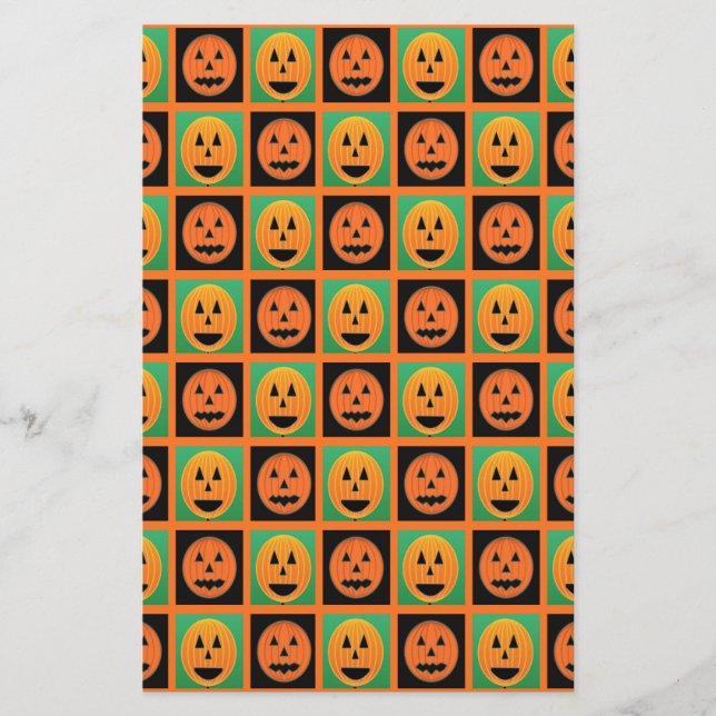 Happy Halloween pumpkin faces Stationery (Front)