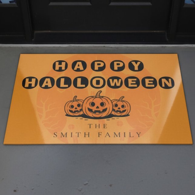 Happy Halloween Pumpkin Family Custom Home Doormat (Creator Uploaded)