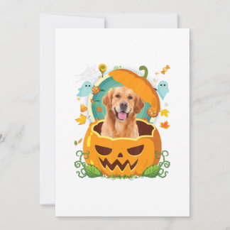 Happy Halloween Pumpkin Golden Retriever Dog Announcement