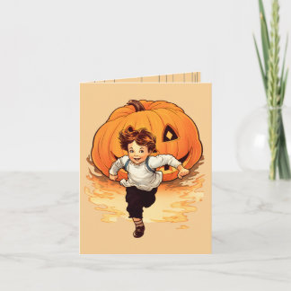 Happy Halloween Pumpkin, Happy Young Boy  Card