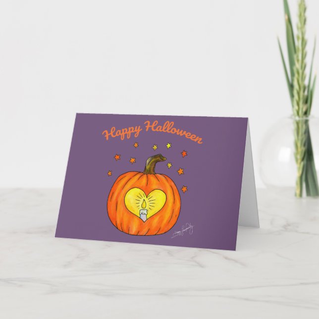 Happy Halloween Pumpkin Heart Card (Front)