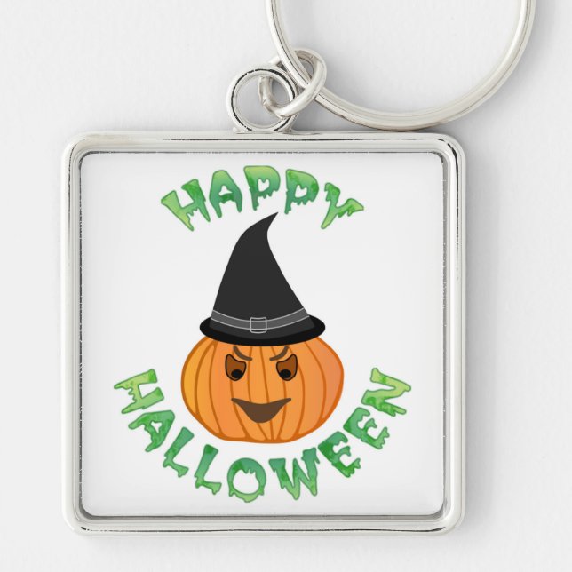 "HAPPY HALLOWEEN" PUMPKIN KEY RING (Front)