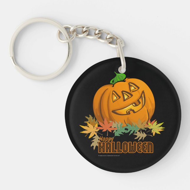 Happy Halloween Pumpkin Key Ring (Front)