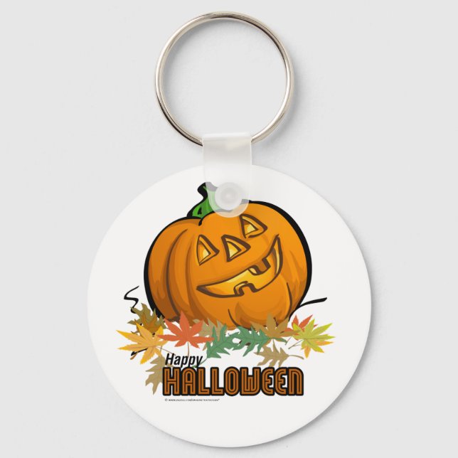 Happy Halloween Pumpkin Key Ring (Front)