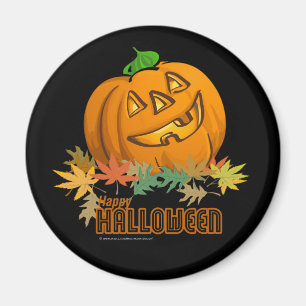 Happy Halloween Pumpkin on Black Magnet