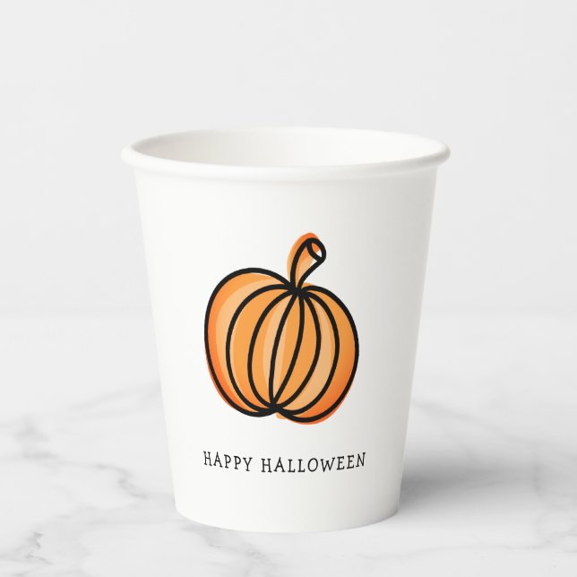 Happy Halloween Pumpkin Paper Cups (Front)