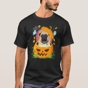 Happy Halloween Pumpkin Pug Dog Witch Cute Hat Ho T-Shirt
